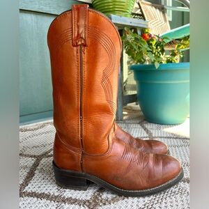 Men's Vtg Peanut Brittle Leather Cowboy Boots SZ 7 .5 D western